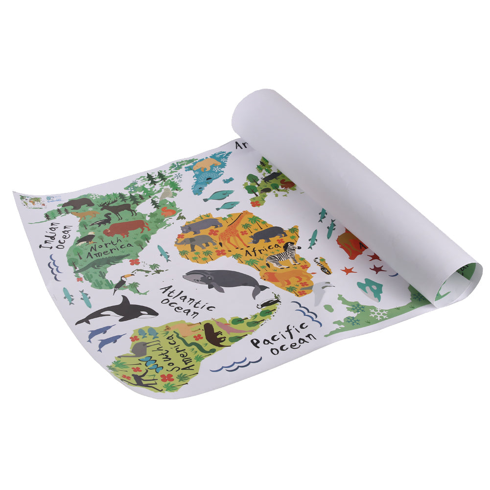 Animal World Map Wall Sticker