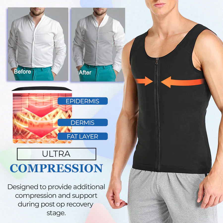 Gynecomastia Compress Zipper Vest